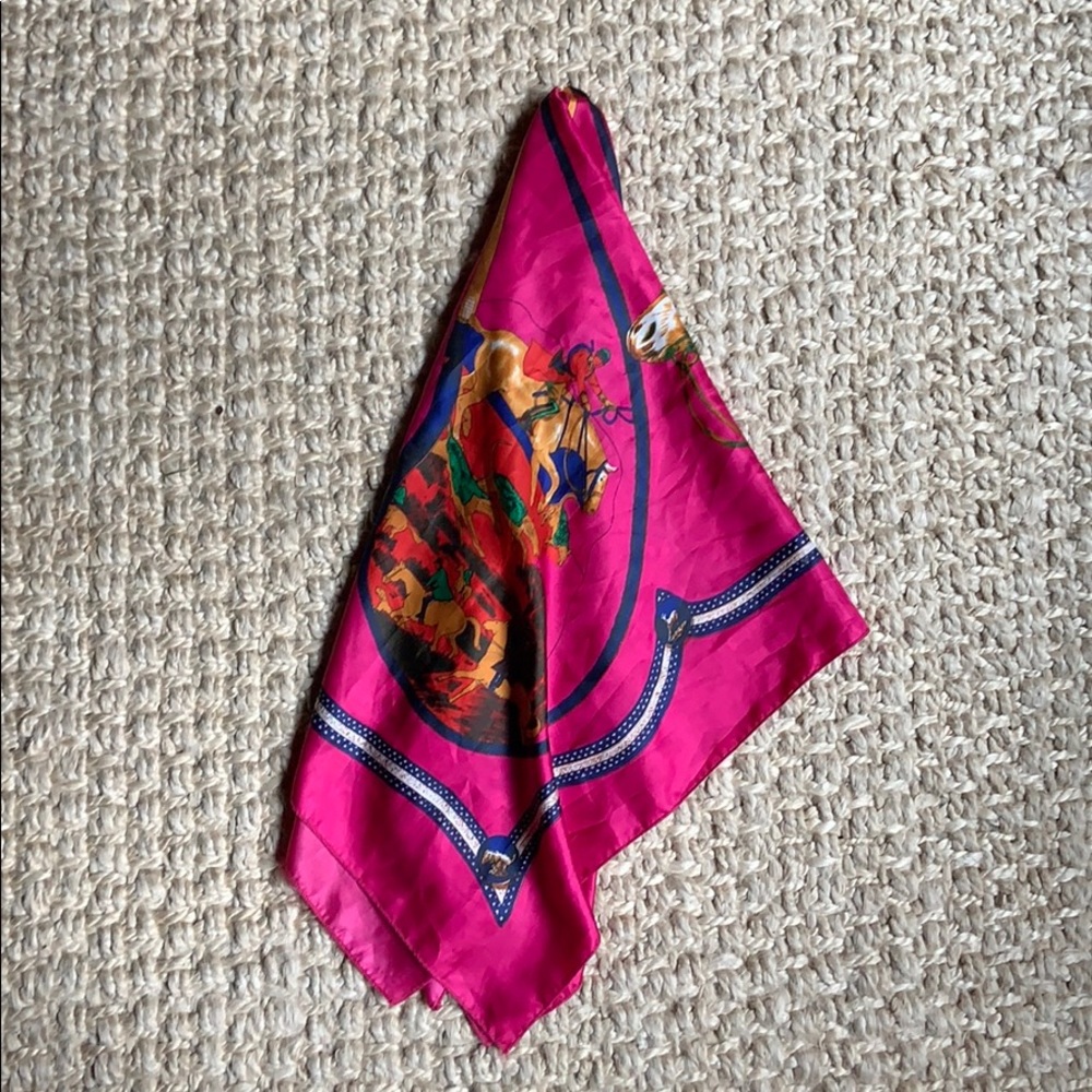 100% Silk Pink Equestrian Horse Scarf/Bandana
